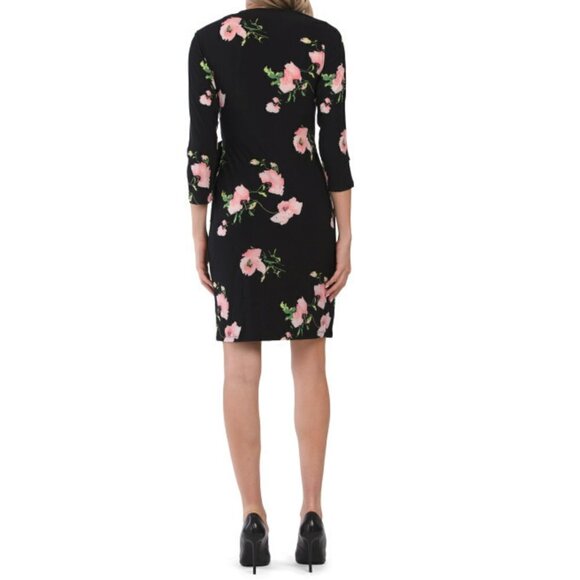 NWT Anne Klein Floral Print V-Neck Wrap Mini Dress - Picture 4 of 6